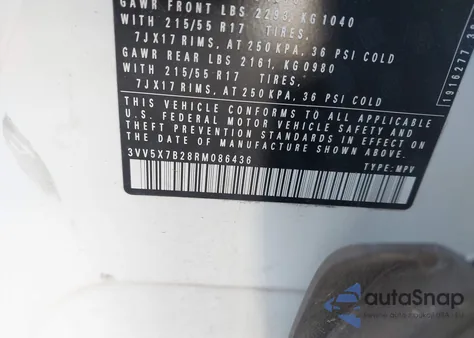 2024 Volkswagen Taos 1.5T S z USA, uszkodzony, nr VIN 3VV5X7B28RM086436